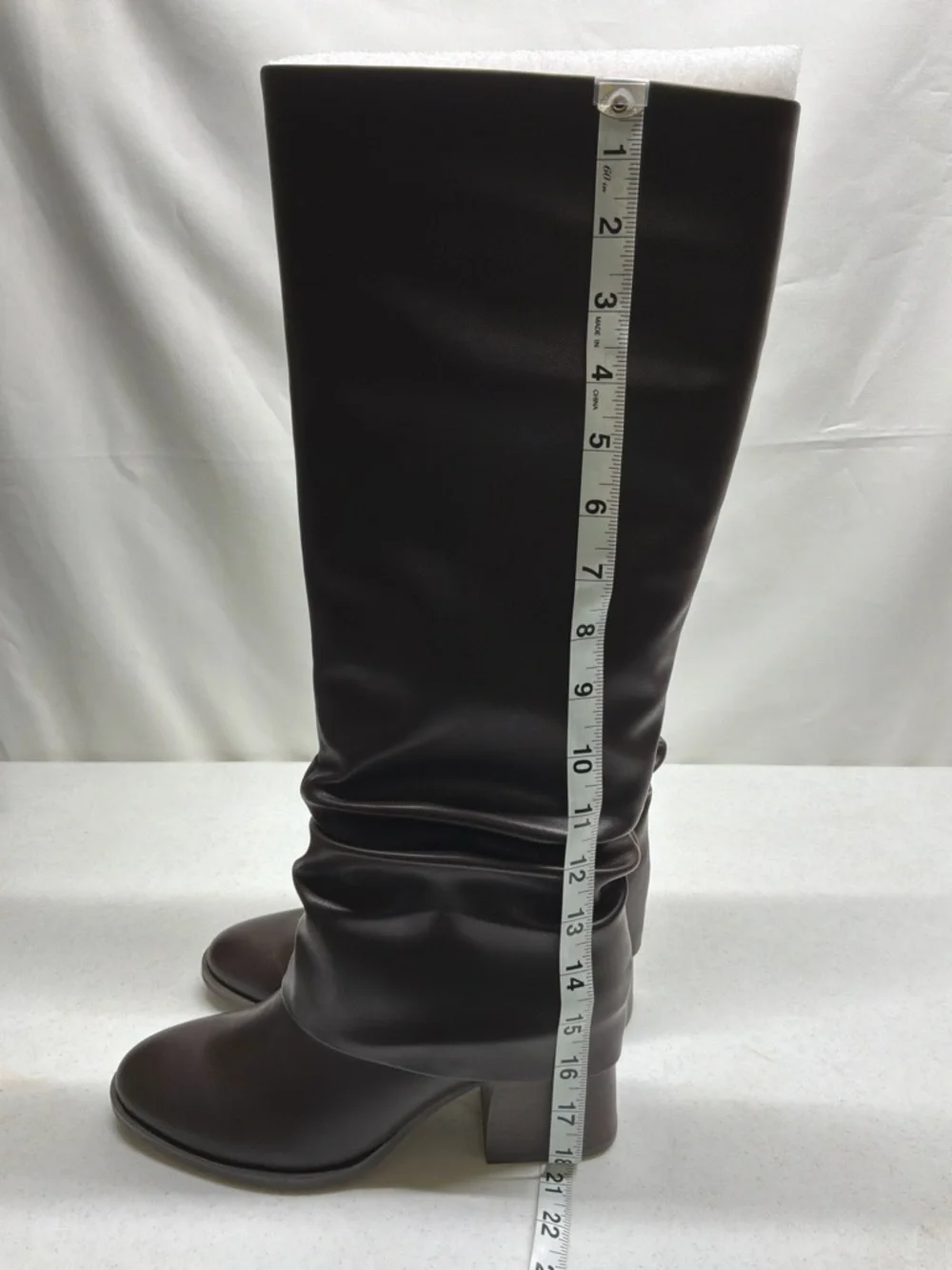 Baretraps Dia Women's Tall Brown Slouch Block Heel Boots Size 9M